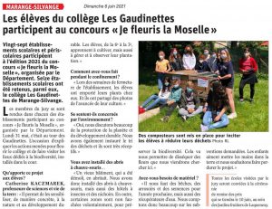 Les élèves du collège les Gaudinettes participent au concours "je fleuris la Moselle"