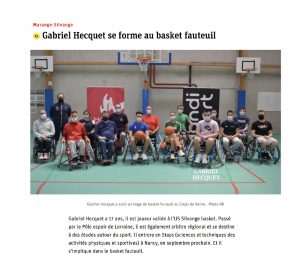 Gabriel HECQUET se forme au basket fauteuil