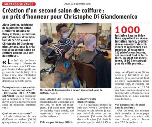 Création d'un second salon de coiffure ; un prêt d'honneur pour Christophe Di Giandomenico