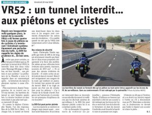 VR52 : un tunnel interdit... aux piétons et cyclistes
