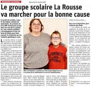 Le groupe scolaire La Rousse va marcher pour la bonne cause