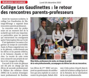 Collège Les Gaudinettes: le retour des réunions parents-professeurs