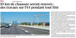 10 km de chaussée seront renovés : des travaux sur l'A4 pendant tout l'été